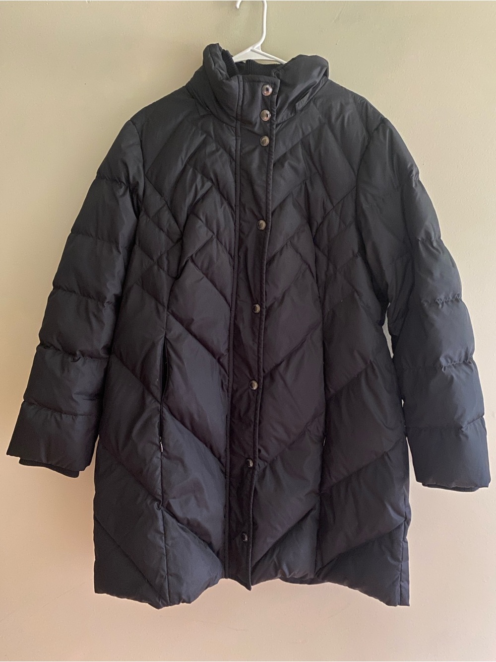 London Fog Black Quilted Down Long Puffer Coat XL Women’s